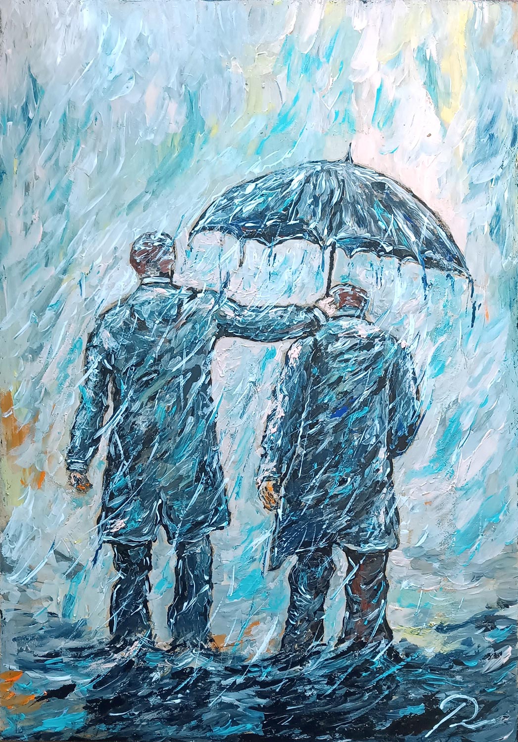 Two Men, One Umbrella